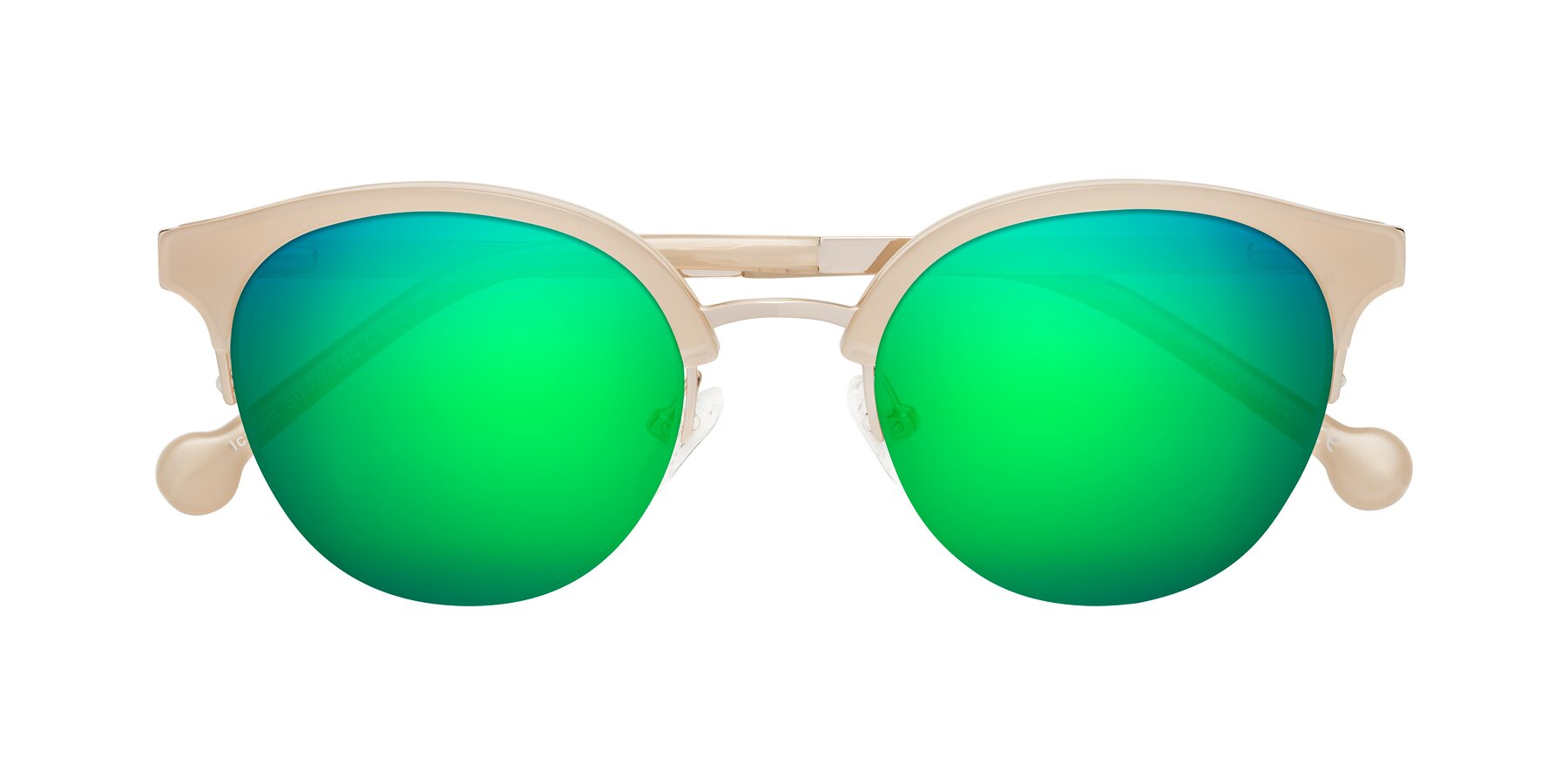 Folded Front of Icream in Beige-Gold with Green Mirrored Lenses