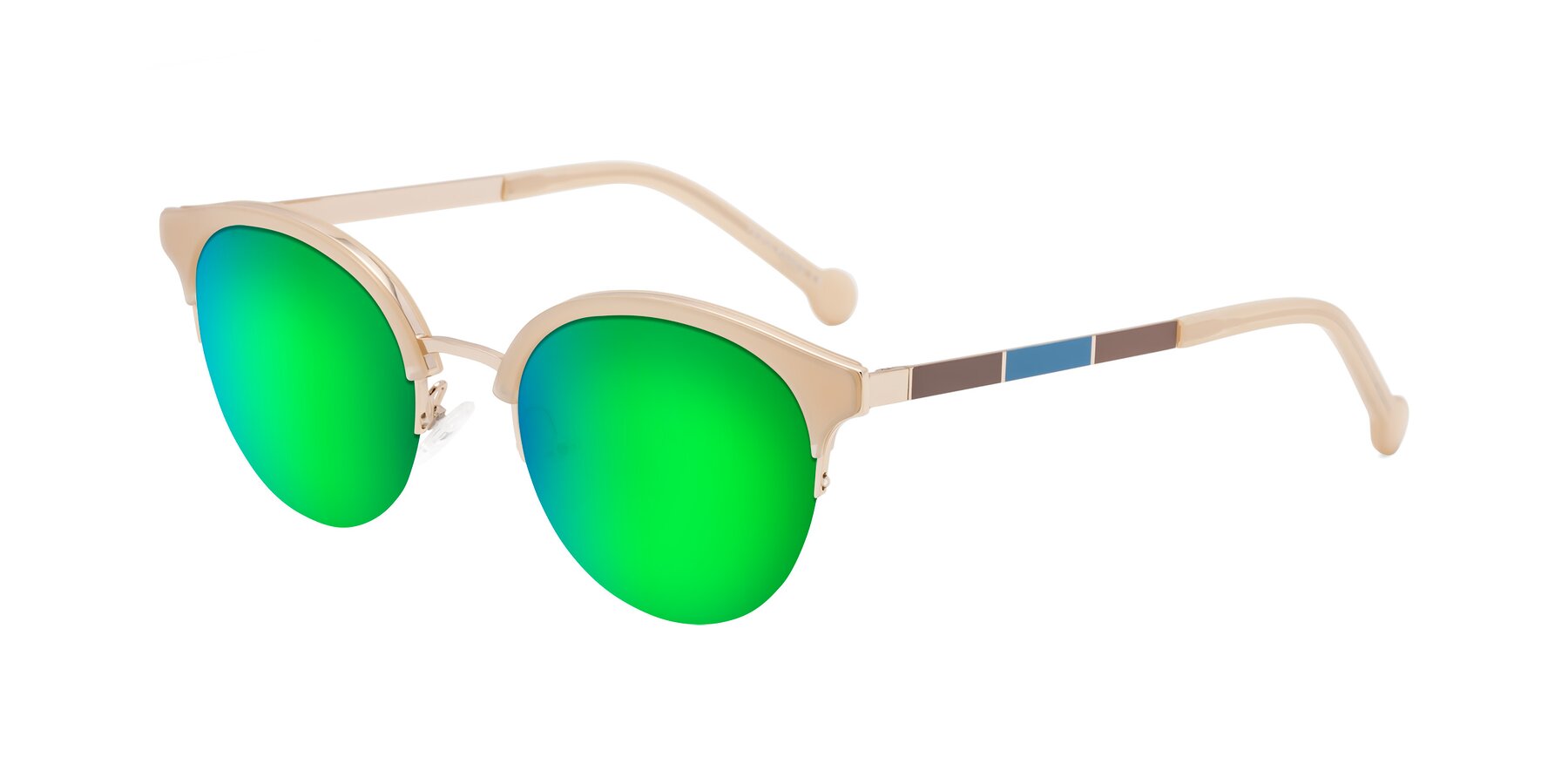 Angle of Icream in Beige-Gold with Green Mirrored Lenses