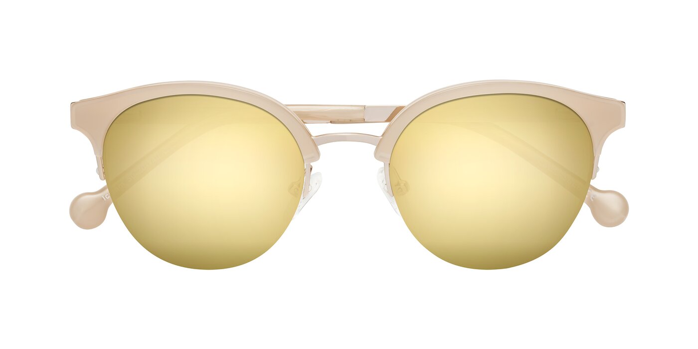 Icream - Beige / Gold Flash Mirrored Sunglasses
