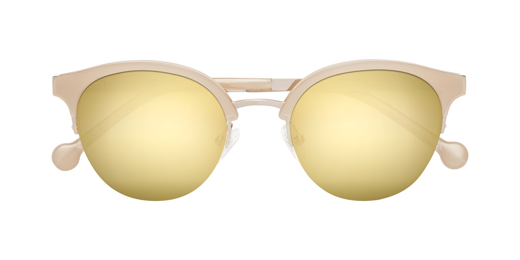 Folded Front of Icream in Beige-Gold with Gold Mirrored Lenses