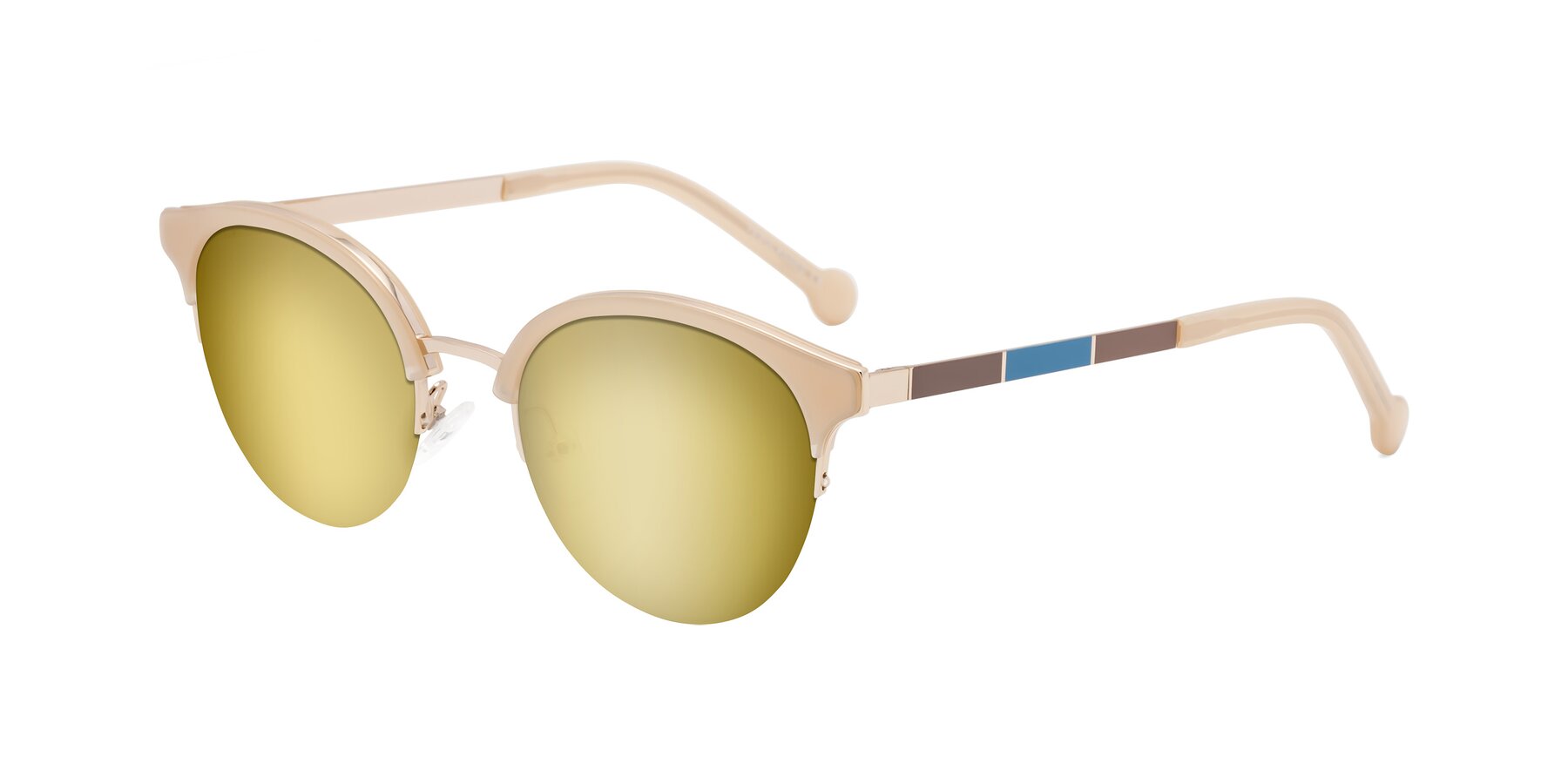 Angle of Icream in Beige-Gold with Gold Mirrored Lenses