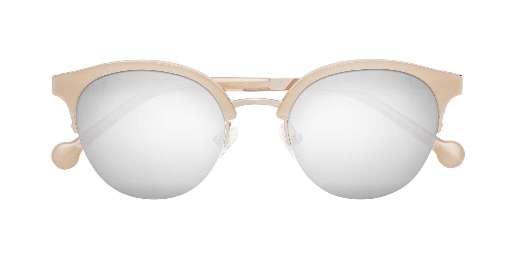 Folded Front of Icream in Beige-Gold with Silver Mirrored Lenses