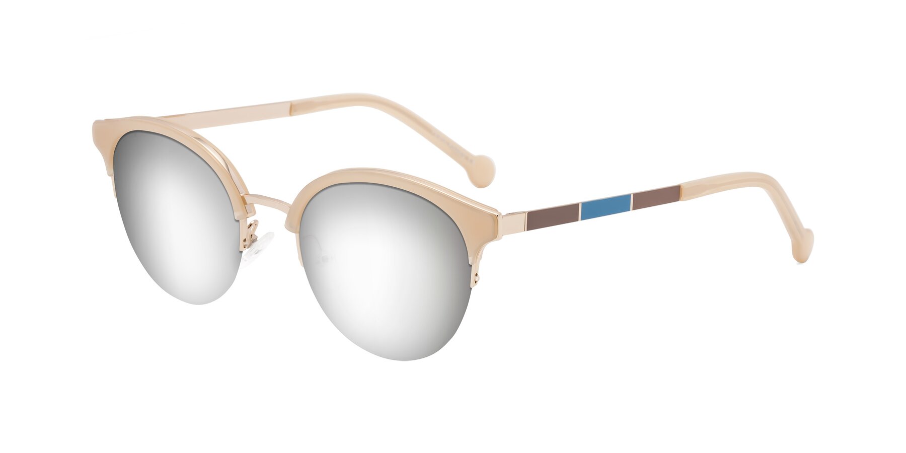 Angle of Icream in Beige-Gold with Silver Mirrored Lenses