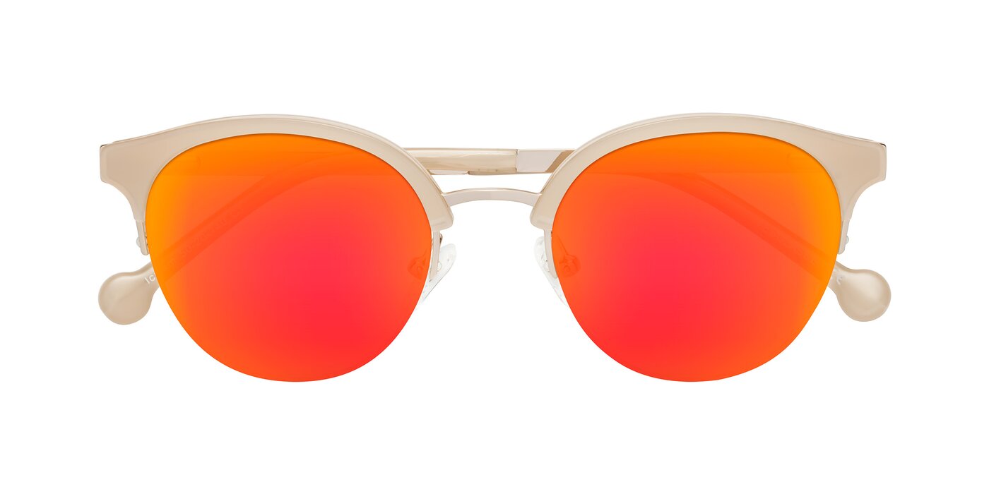 Icream - Beige / Gold Flash Mirrored Sunglasses