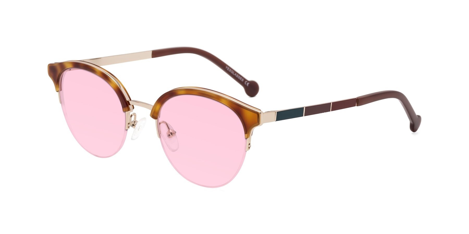 Angle of Icream in Tortoise-Gold with Light Pink Tinted Lenses