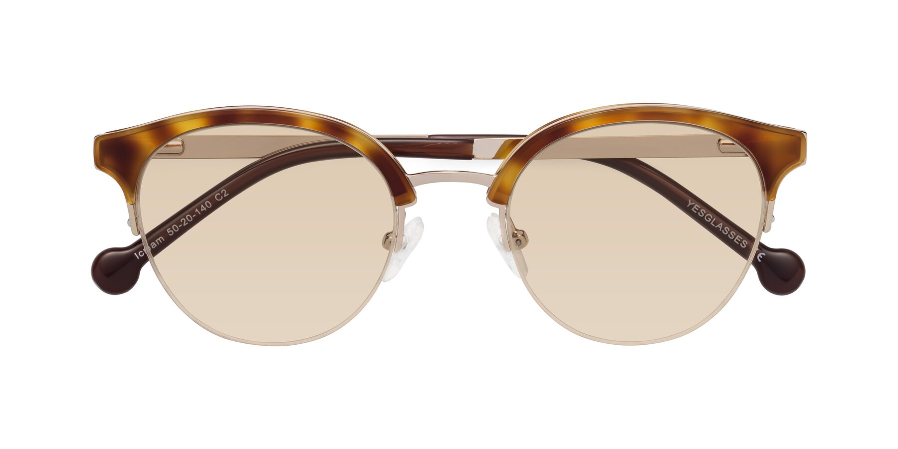 Folded Front of Icream in Tortoise-Gold with Light Brown Tinted Lenses