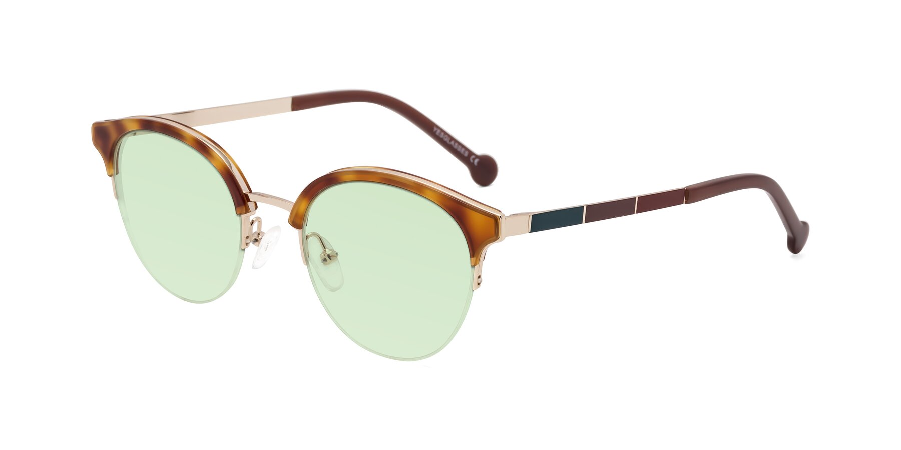 Angle of Icream in Tortoise-Gold with Light Green Tinted Lenses