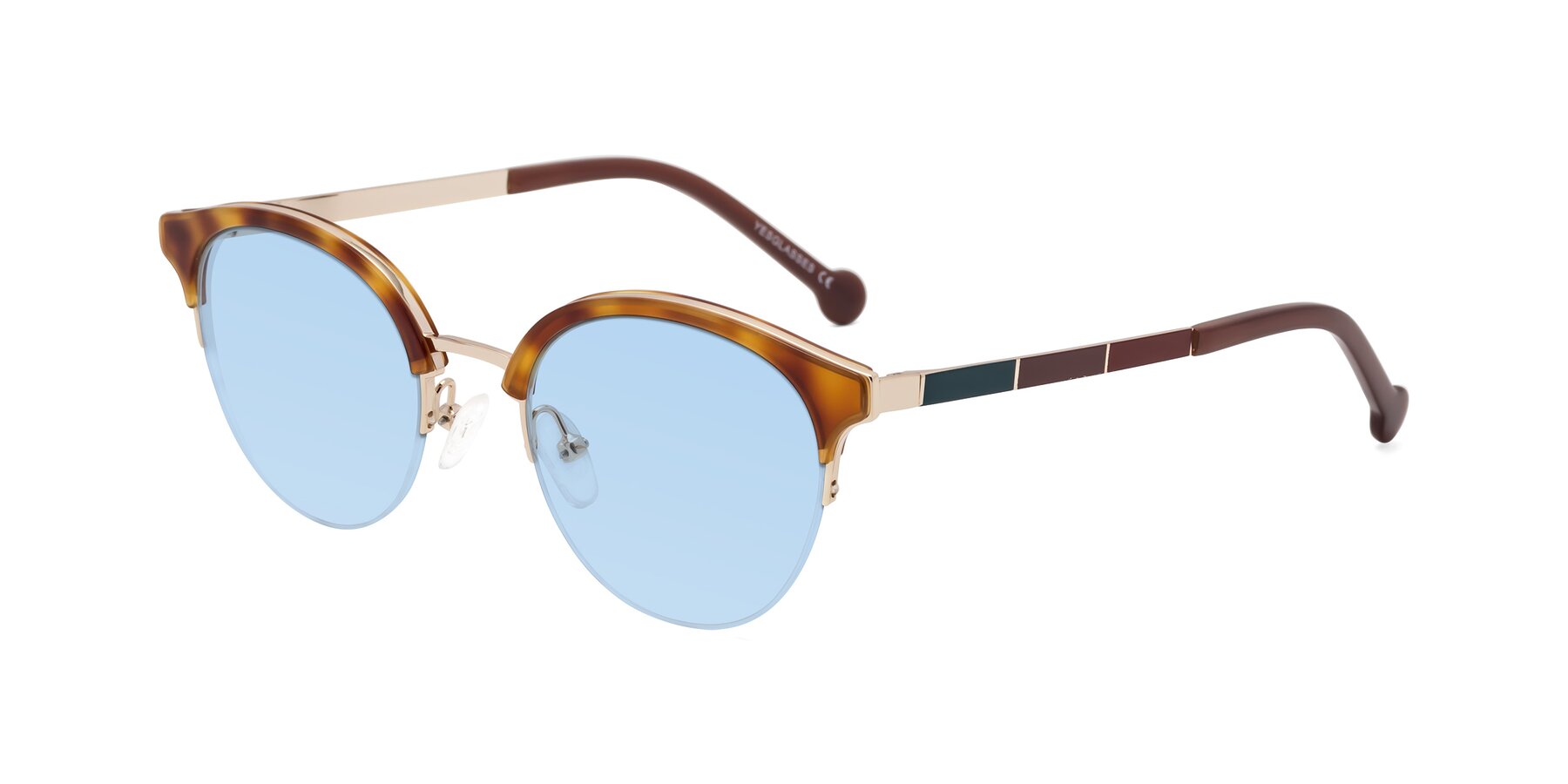 Angle of Icream in Tortoise-Gold with Light Blue Tinted Lenses