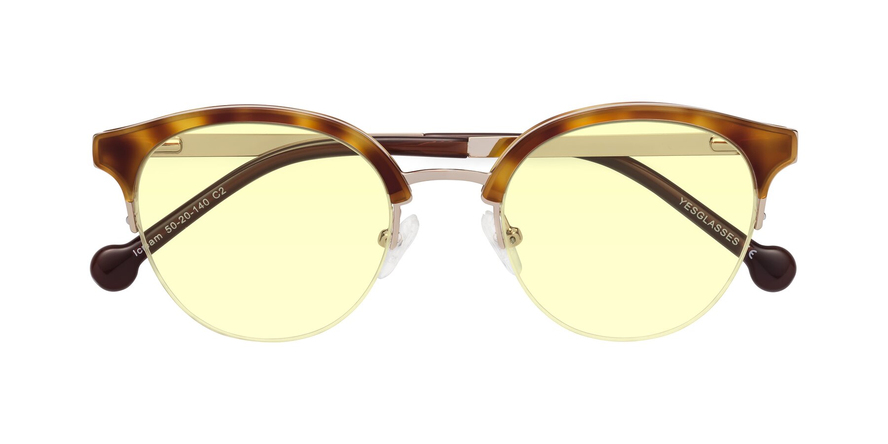 Folded Front of Icream in Tortoise-Gold with Light Yellow Tinted Lenses