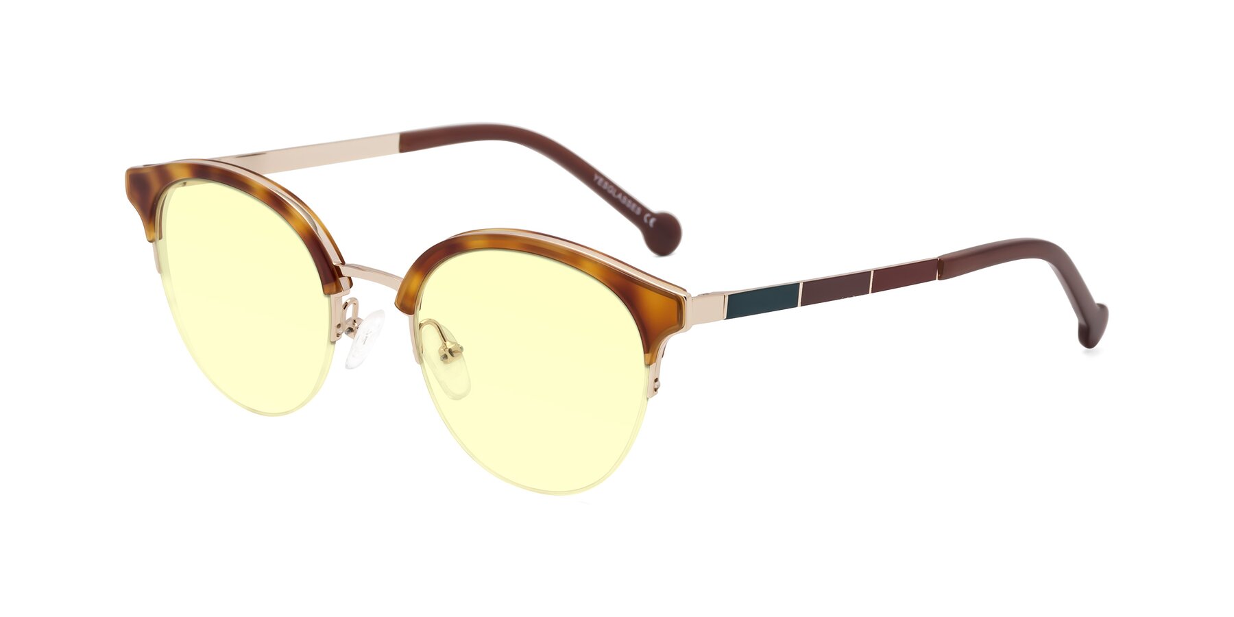 Angle of Icream in Tortoise-Gold with Light Yellow Tinted Lenses