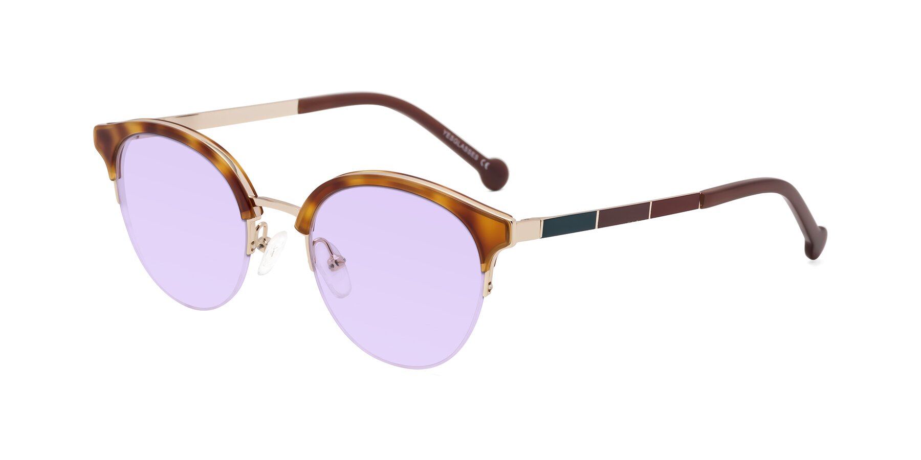 Angle of Icream in Tortoise-Gold with Light Purple Tinted Lenses