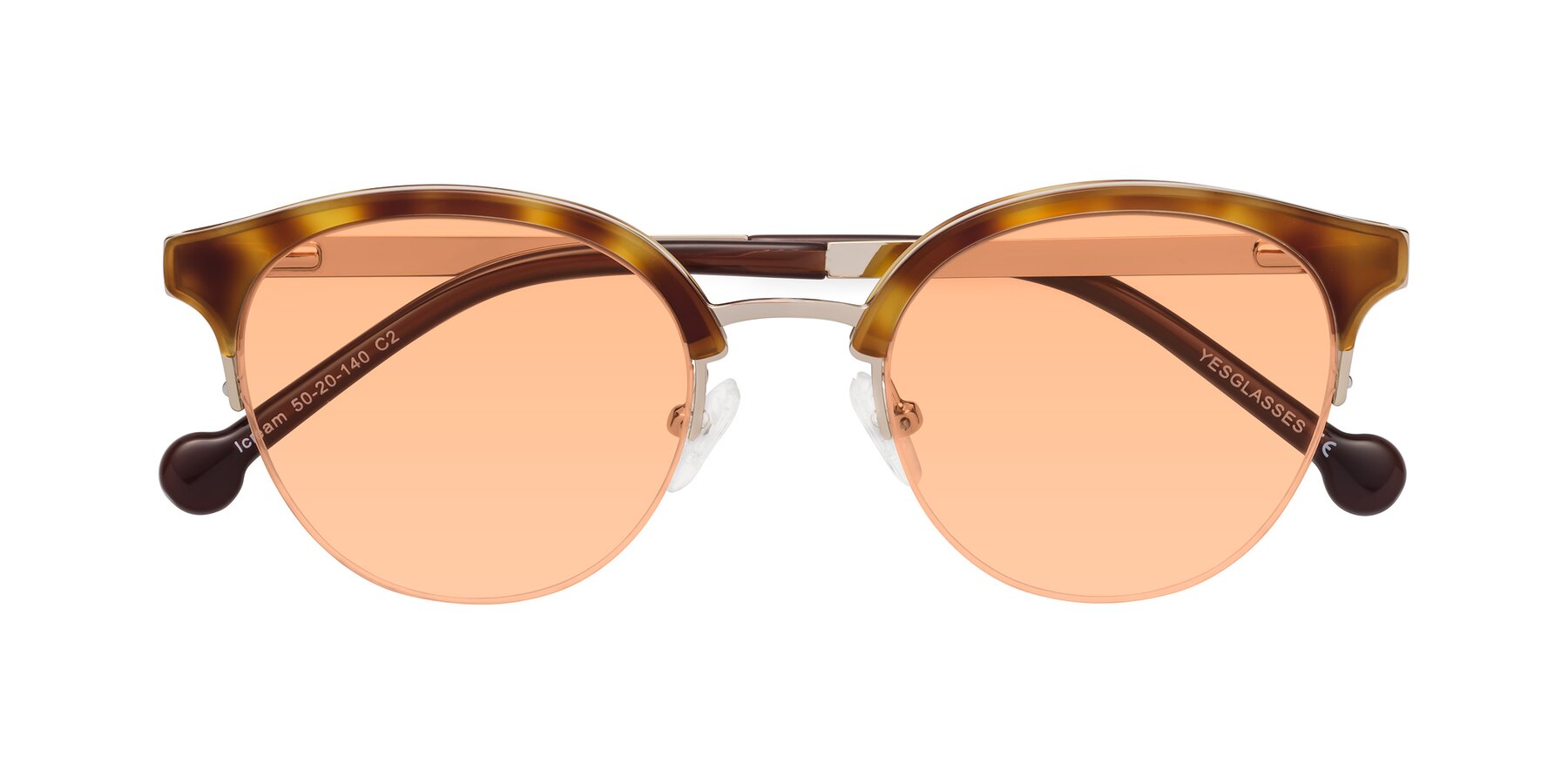 Folded Front of Icream in Tortoise-Gold with Light Orange Tinted Lenses