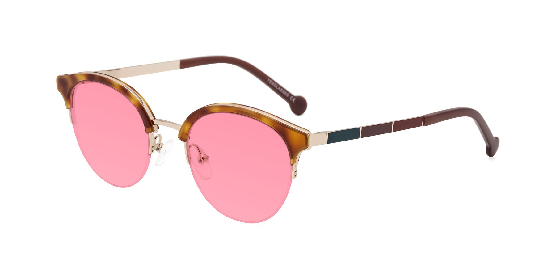 Angle of Icream in Tortoise-Gold with Pink Tinted Lenses