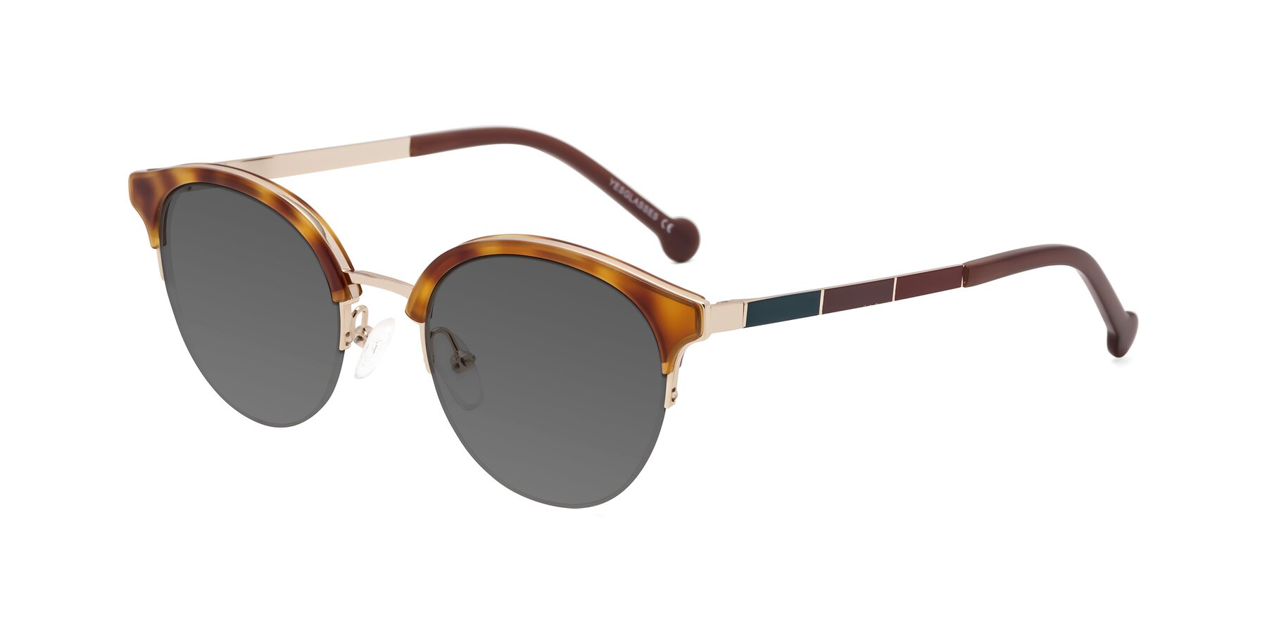 Angle of Icream in Tortoise-Gold with Medium Gray Tinted Lenses