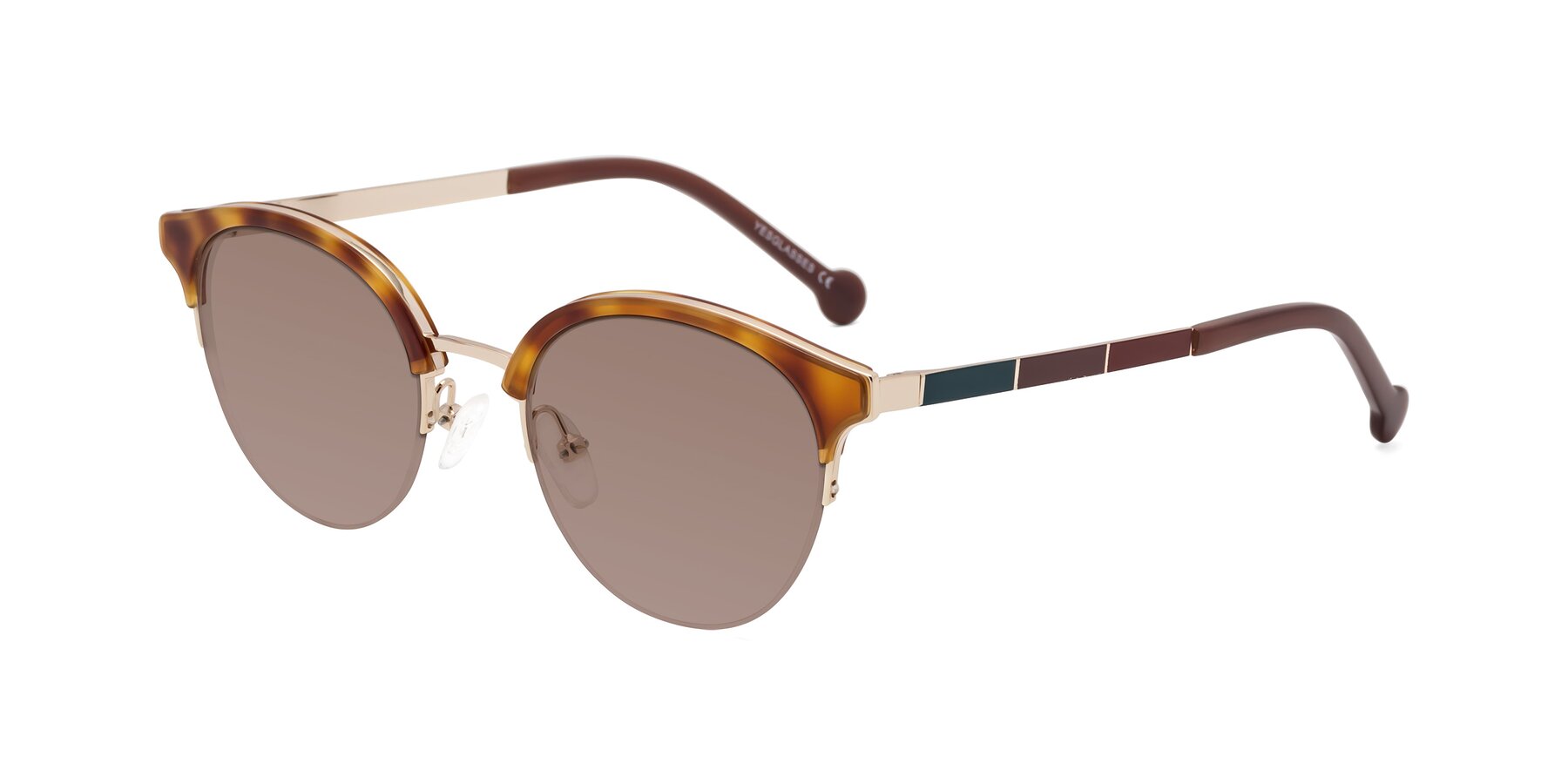 Angle of Icream in Tortoise-Gold with Medium Brown Tinted Lenses