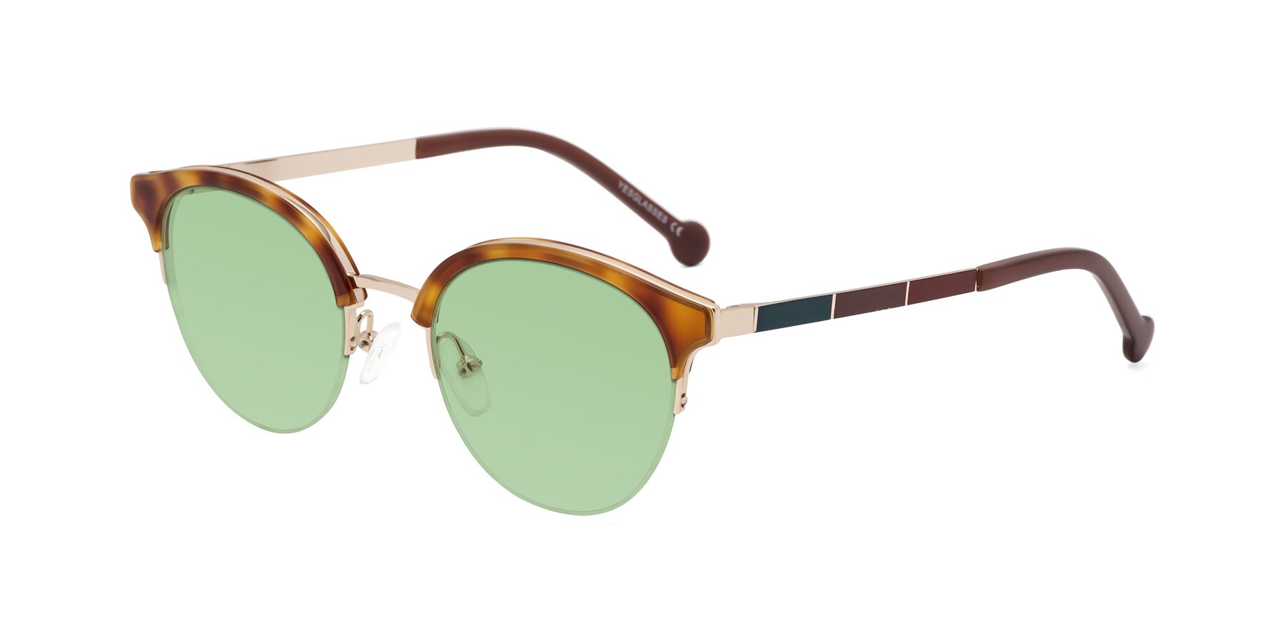 Angle of Icream in Tortoise-Gold with Medium Green Tinted Lenses