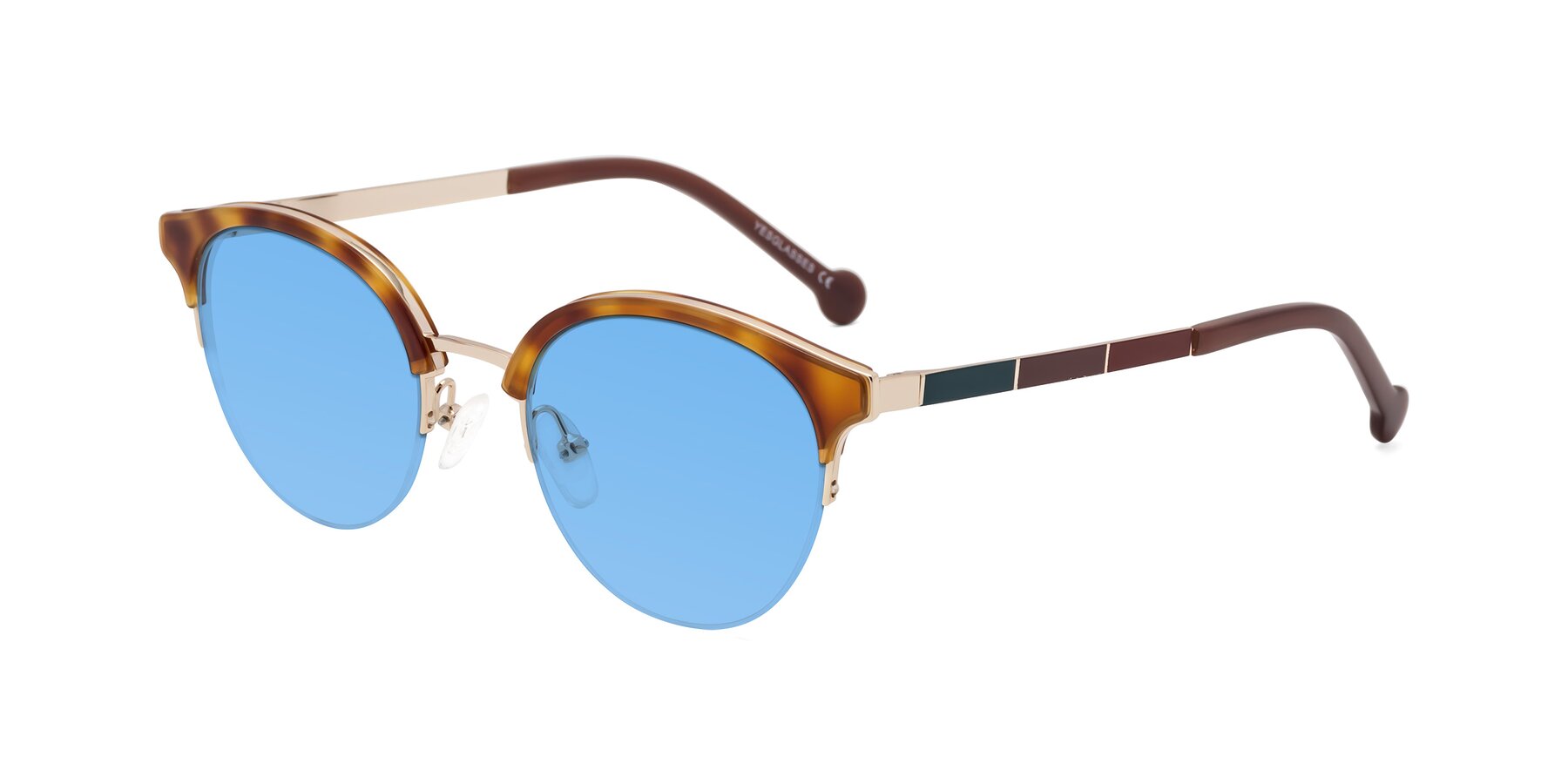 Angle of Icream in Tortoise-Gold with Medium Blue Tinted Lenses