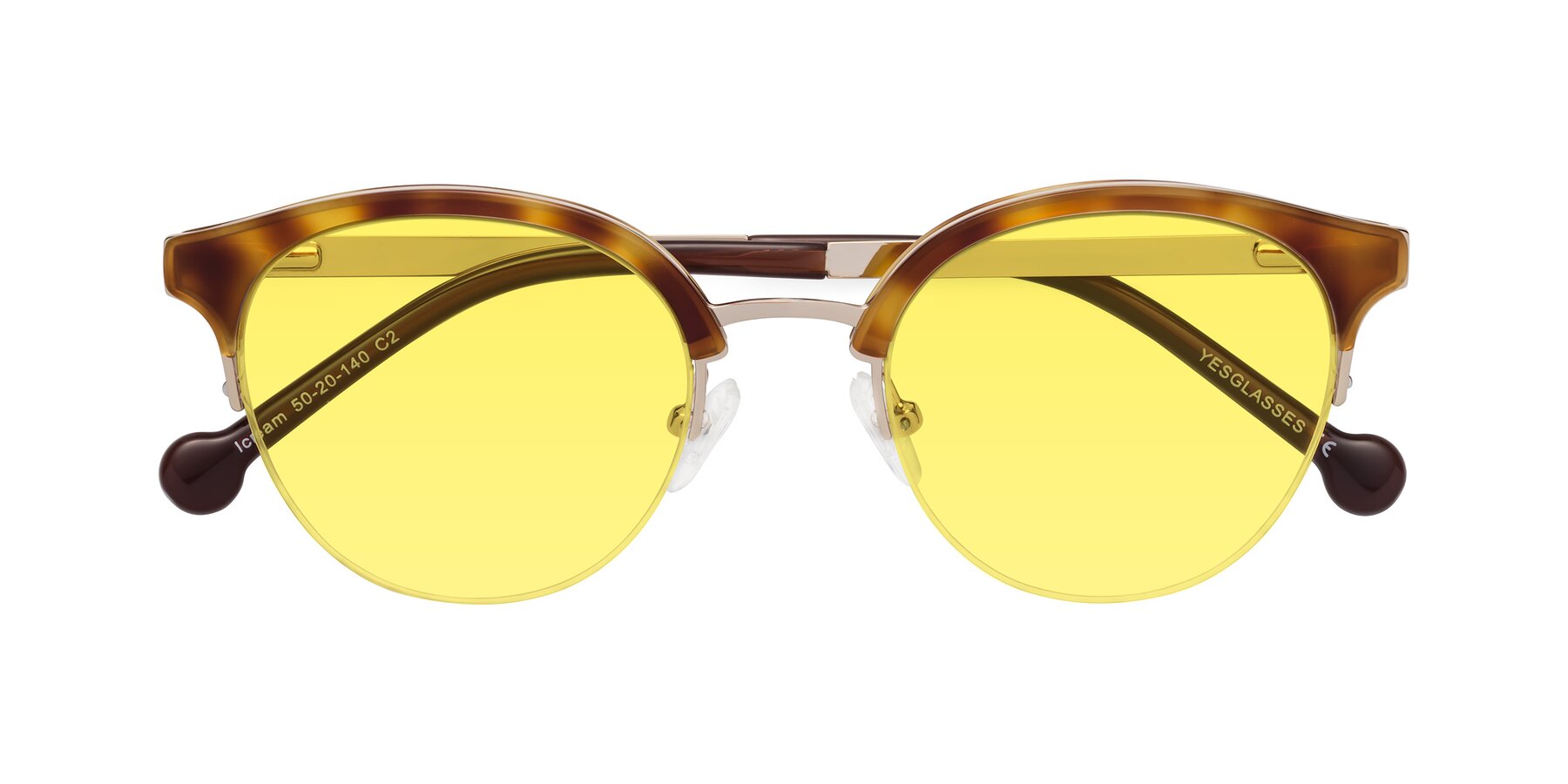 Folded Front of Icream in Tortoise-Gold with Medium Yellow Tinted Lenses