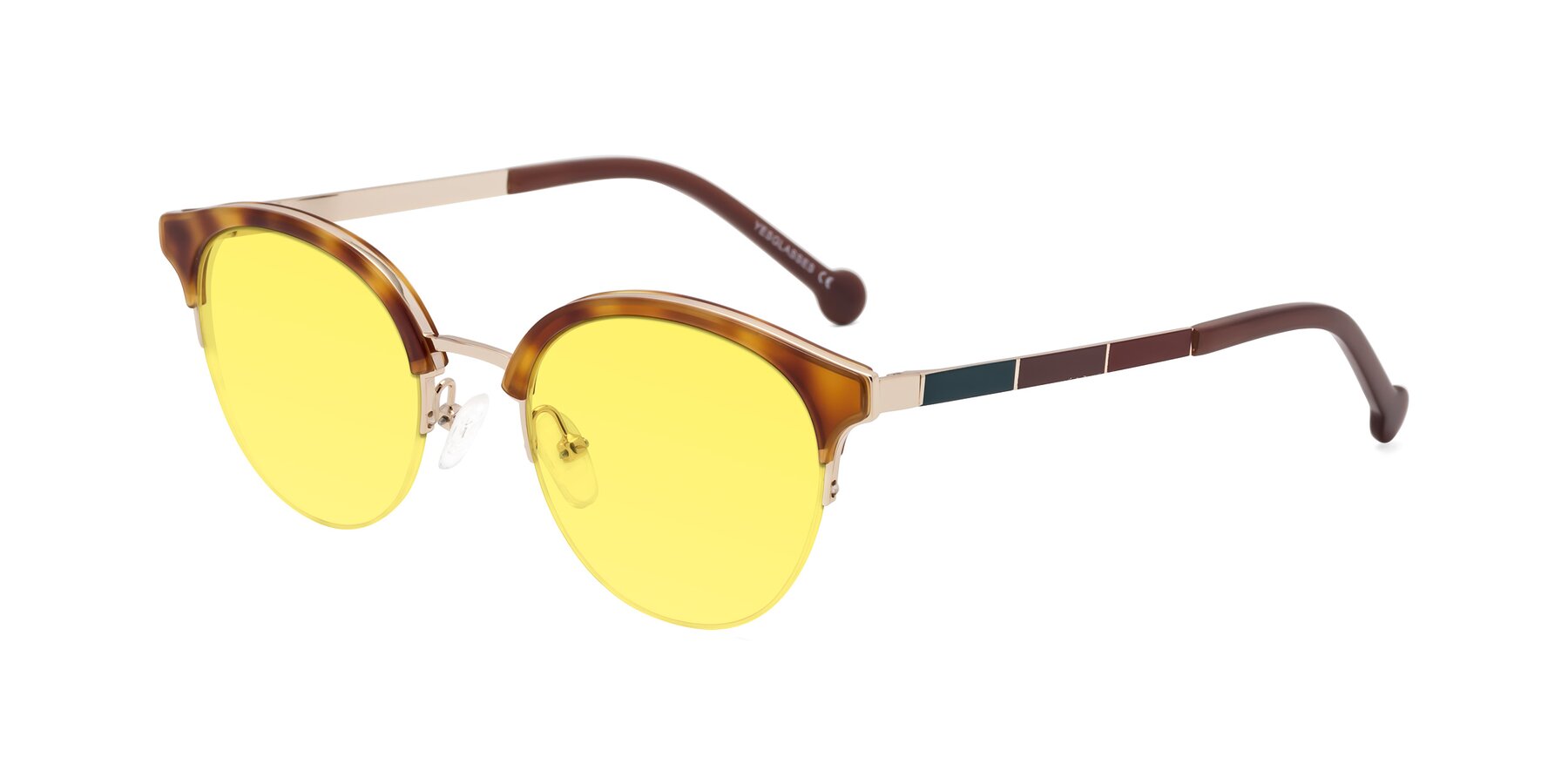 Angle of Icream in Tortoise-Gold with Medium Yellow Tinted Lenses