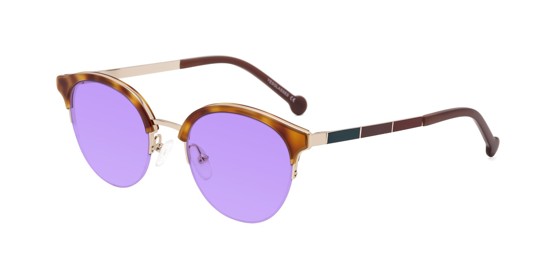 Angle of Icream in Tortoise-Gold with Medium Purple Tinted Lenses