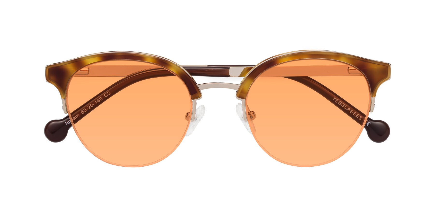 Folded Front of Icream in Tortoise-Gold with Medium Orange Tinted Lenses