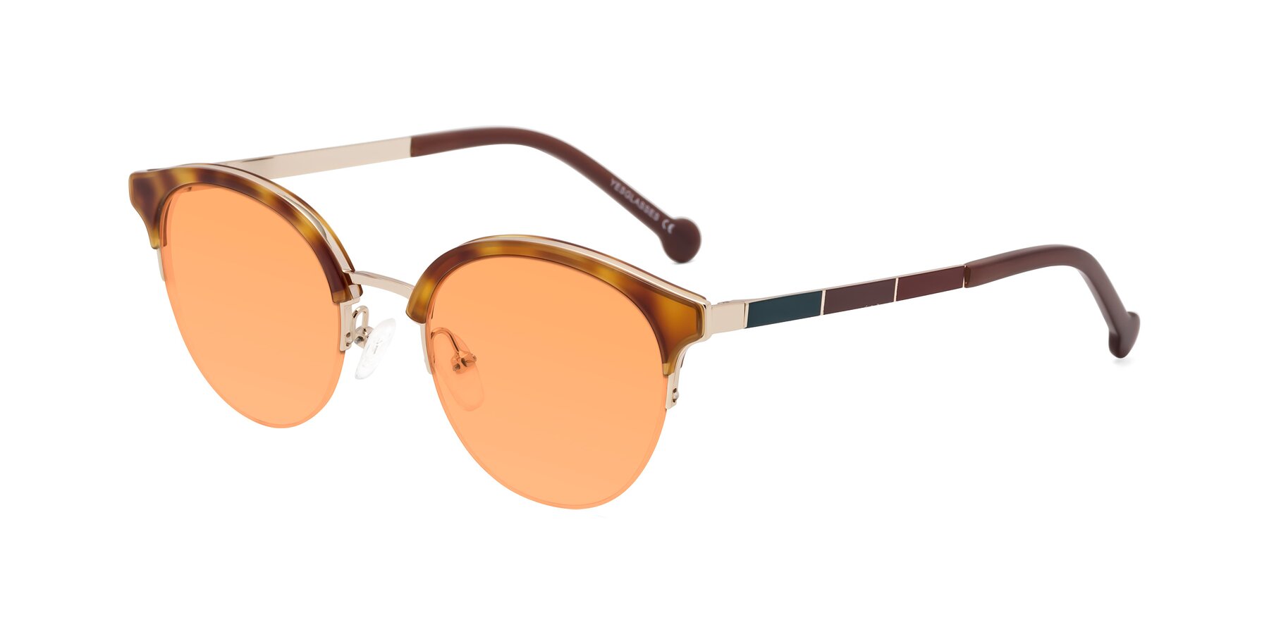 Angle of Icream in Tortoise-Gold with Medium Orange Tinted Lenses