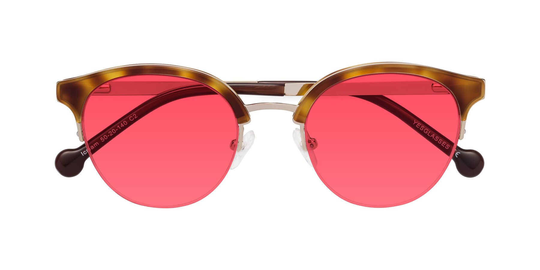 Folded Front of Icream in Tortoise-Gold with Red Tinted Lenses