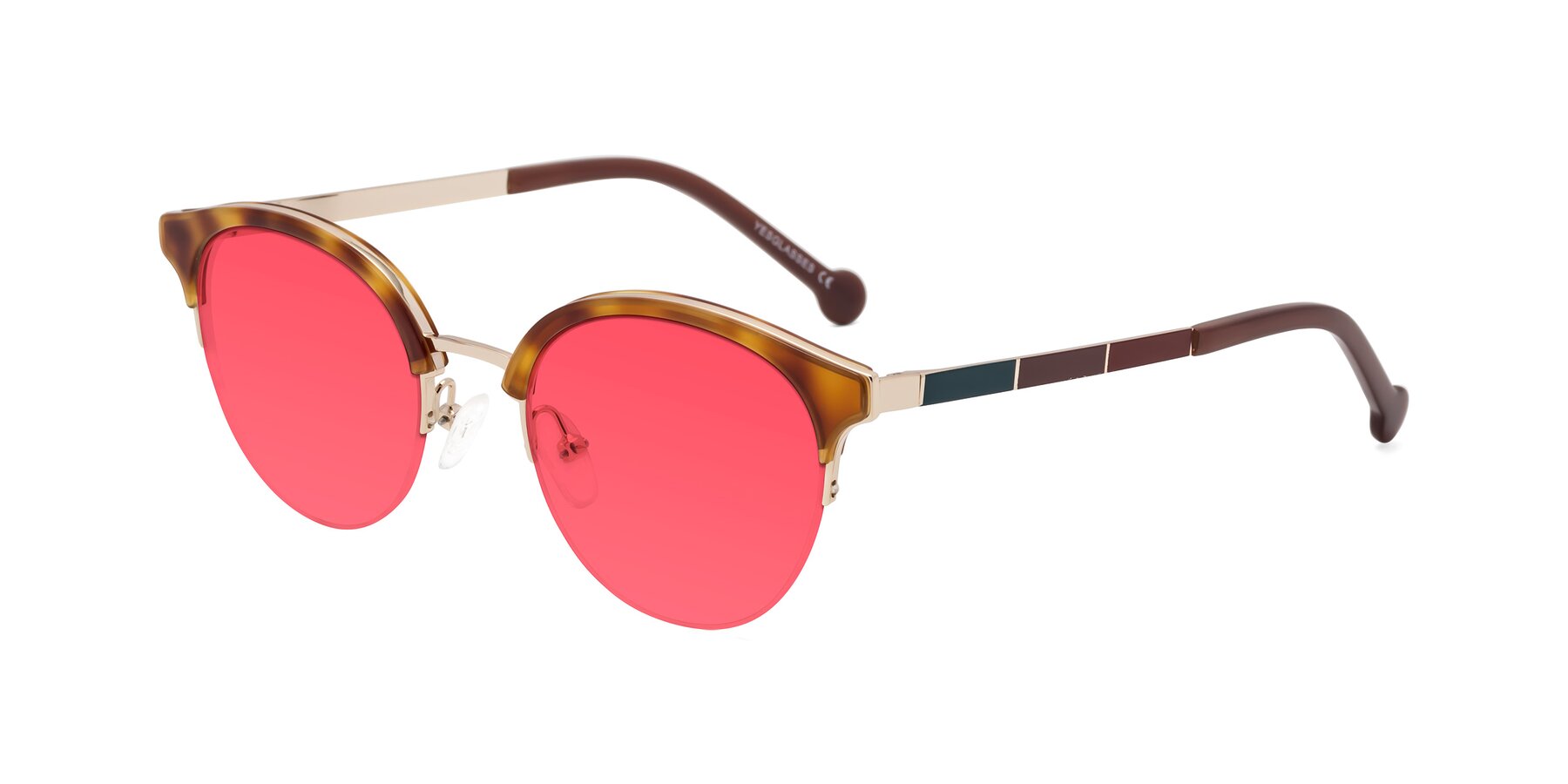 Angle of Icream in Tortoise-Gold with Red Tinted Lenses