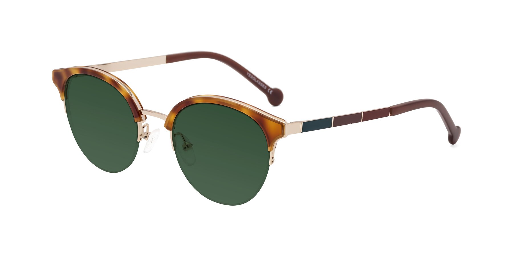 Angle of Icream in Tortoise-Gold with Green Tinted Lenses