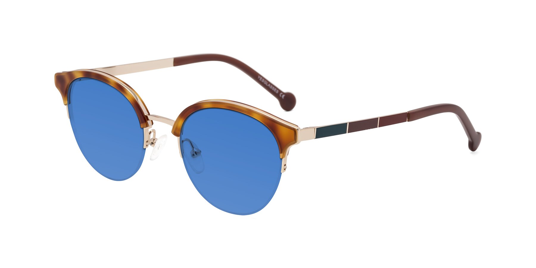 Angle of Icream in Tortoise-Gold with Blue Tinted Lenses