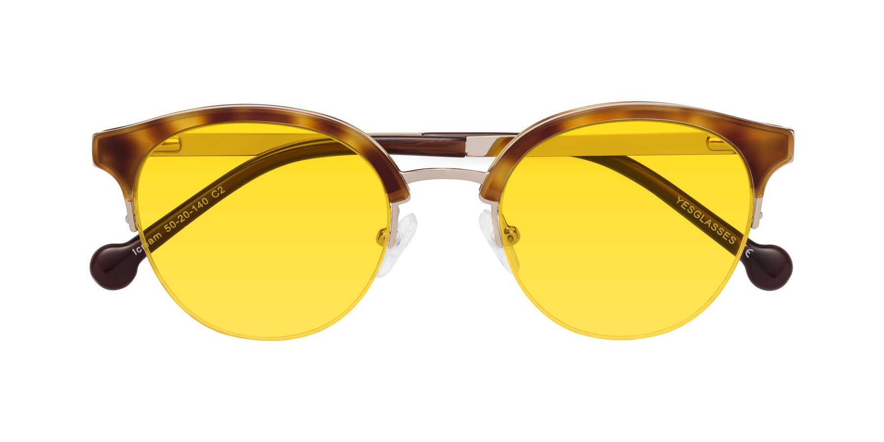 Folded Front of Icream in Tortoise-Gold with Yellow Tinted Lenses