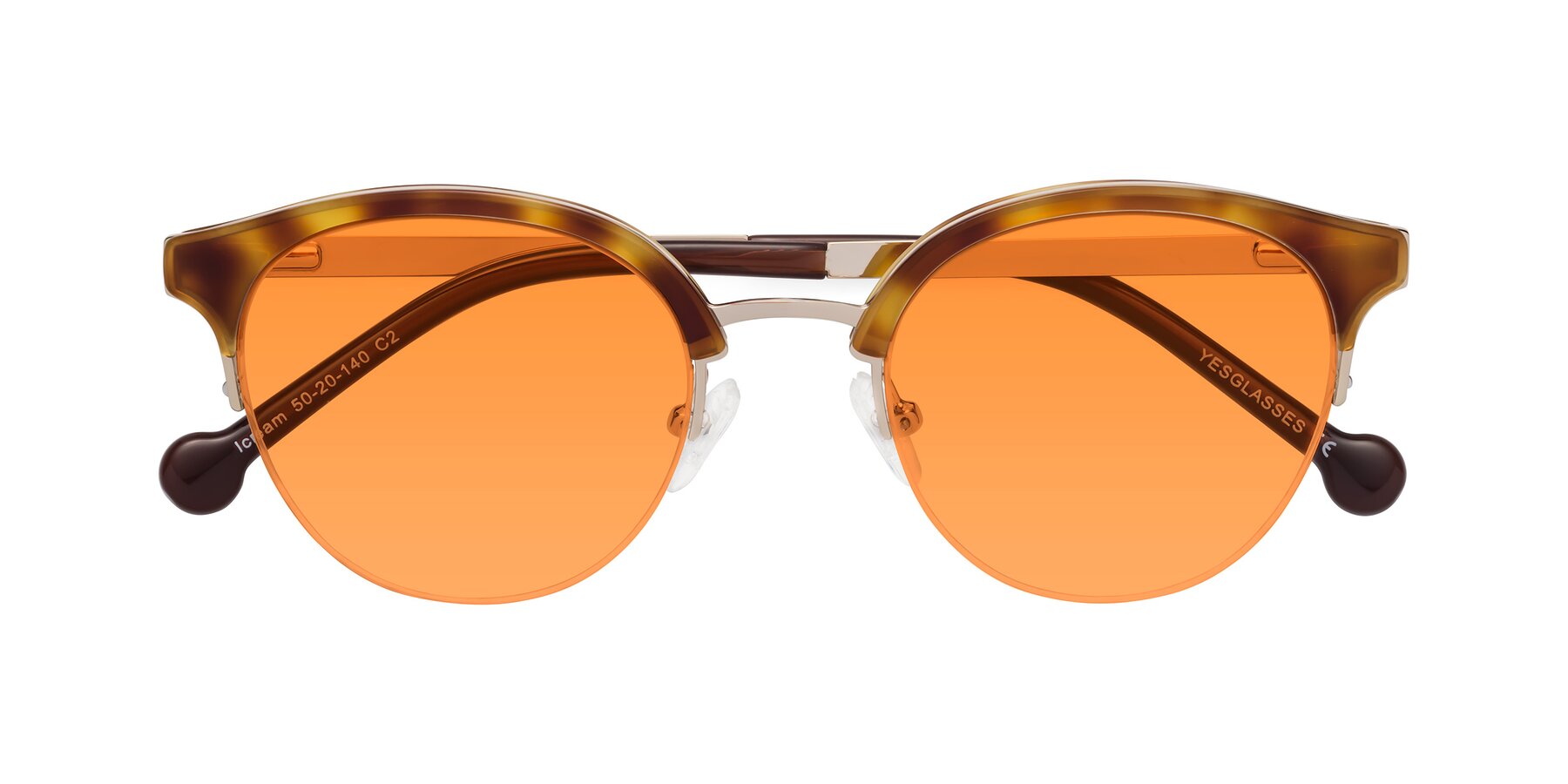 Folded Front of Icream in Tortoise-Gold with Orange Tinted Lenses