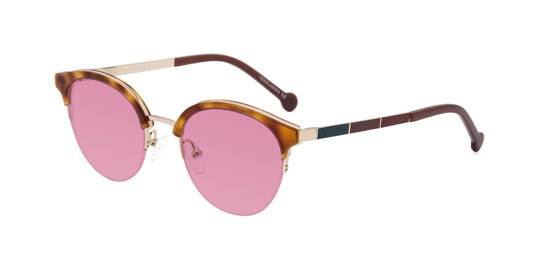 Angle of Icream in Tortoise-Gold with Medium Wine Tinted Lenses