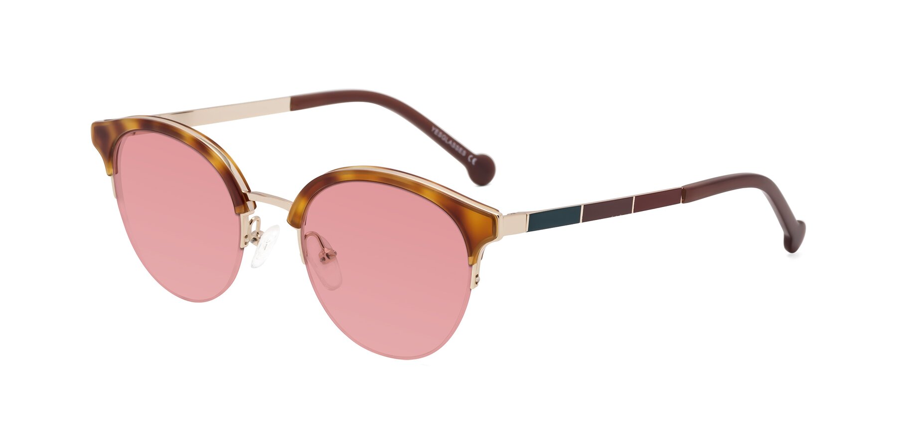 Angle of Icream in Tortoise-Gold with Medium Garnet Tinted Lenses