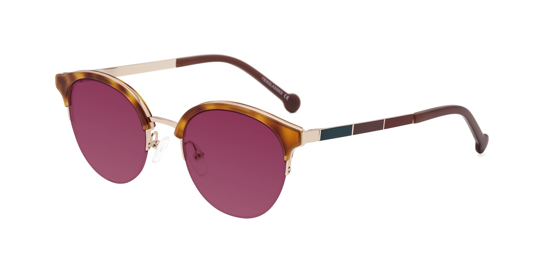 Angle of Icream in Tortoise-Gold with Wine Tinted Lenses