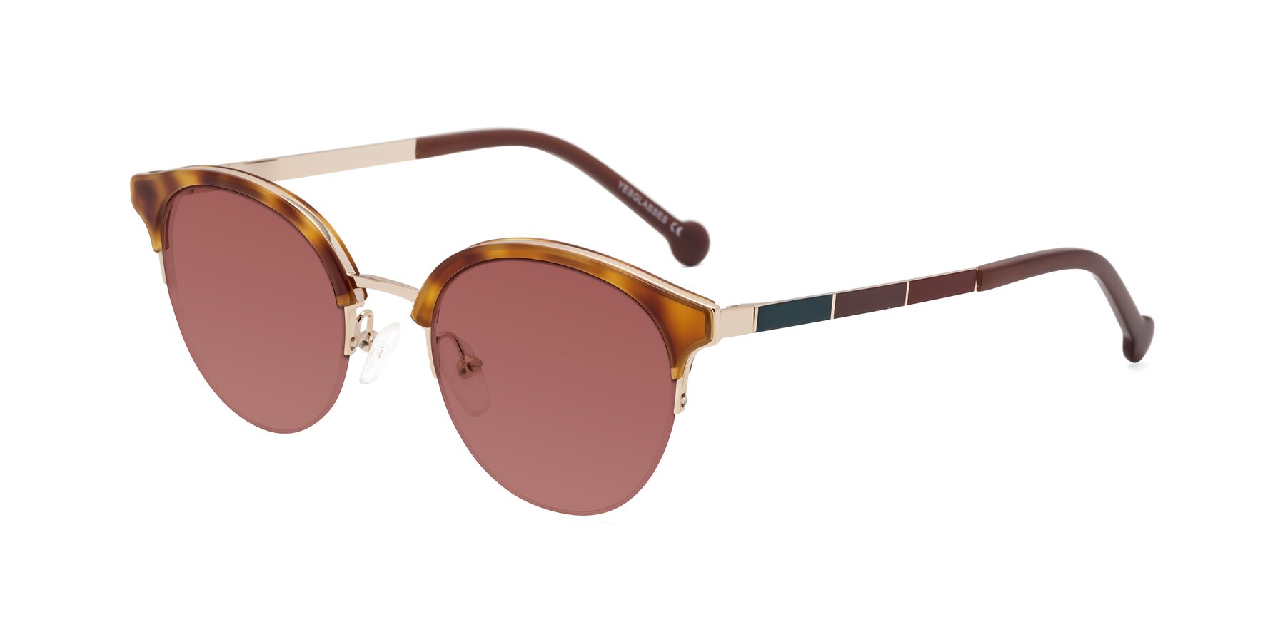 Angle of Icream in Tortoise-Gold with Garnet Tinted Lenses