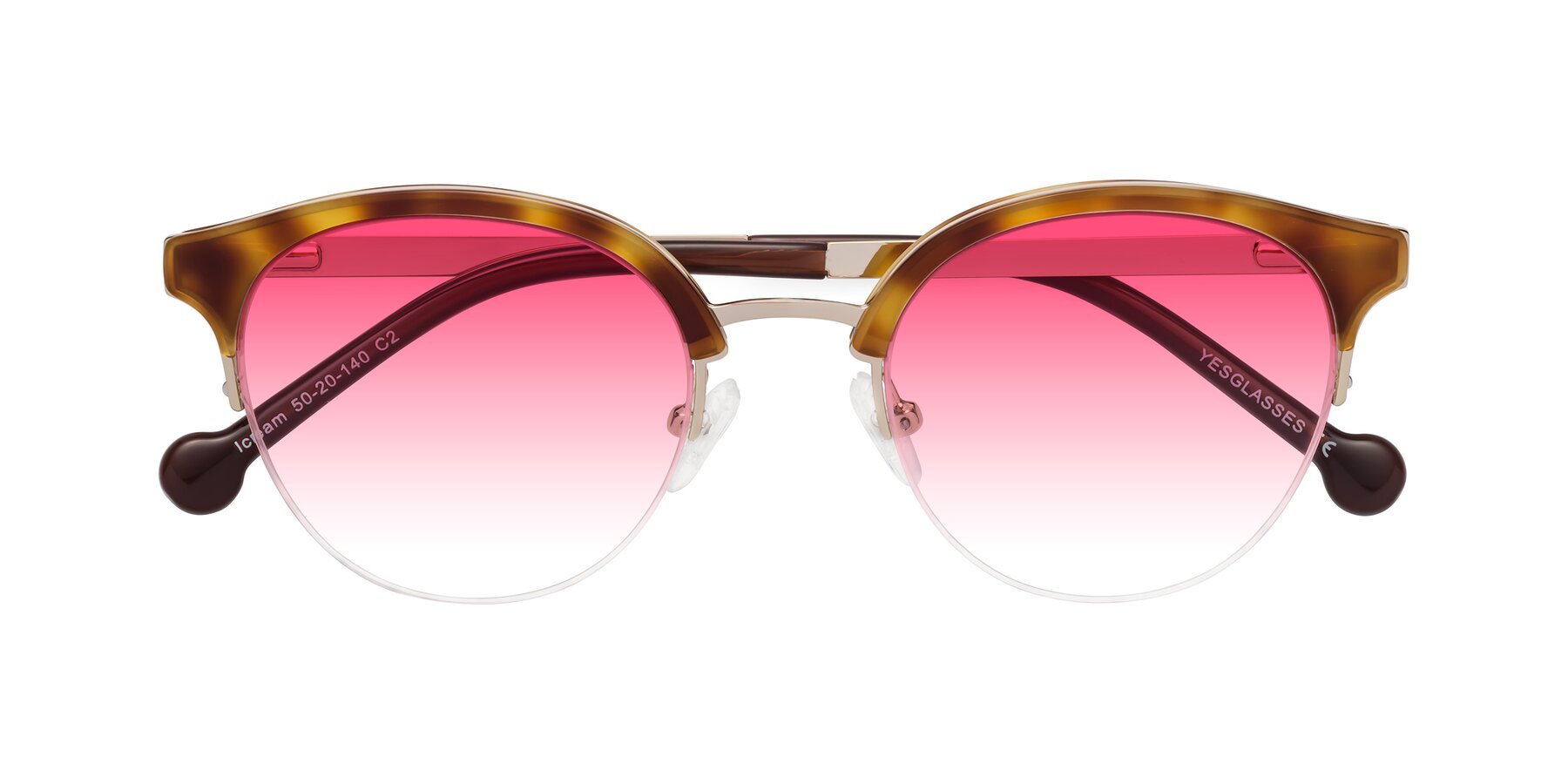 Folded Front of Icream in Tortoise-Gold with Pink Gradient Lenses