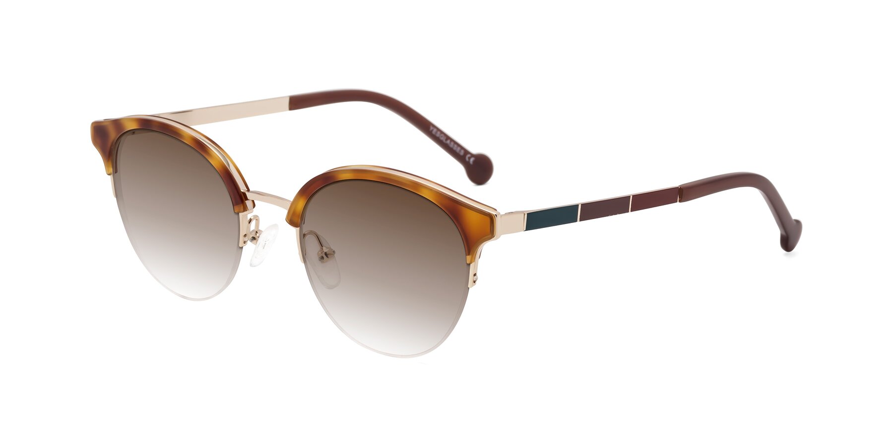 Angle of Icream in Tortoise-Gold with Brown Gradient Lenses