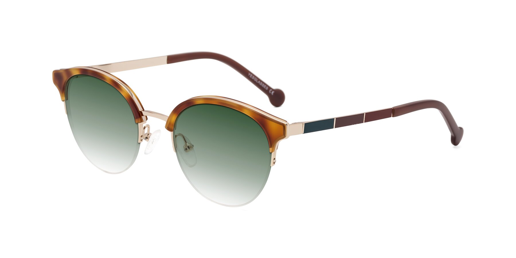 Angle of Icream in Tortoise-Gold with Green Gradient Lenses