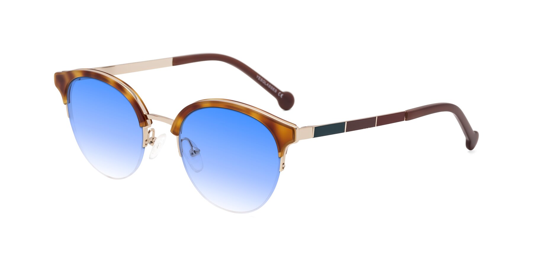 Angle of Icream in Tortoise-Gold with Blue Gradient Lenses