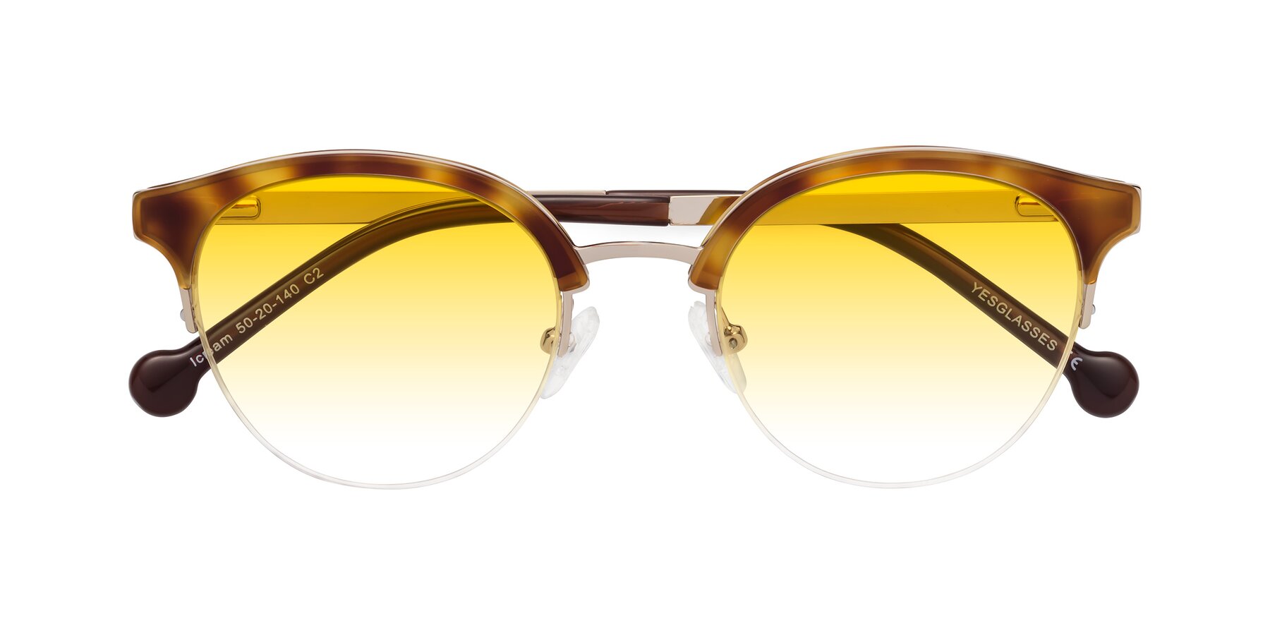 Folded Front of Icream in Tortoise-Gold with Yellow Gradient Lenses