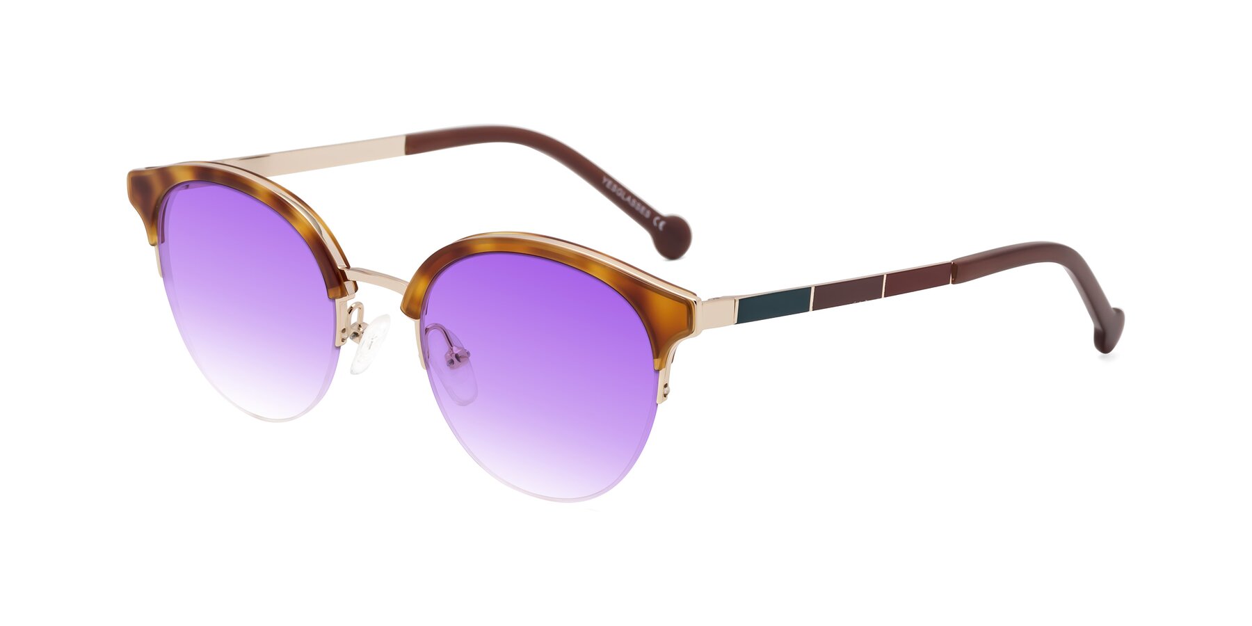 Angle of Icream in Tortoise-Gold with Purple Gradient Lenses