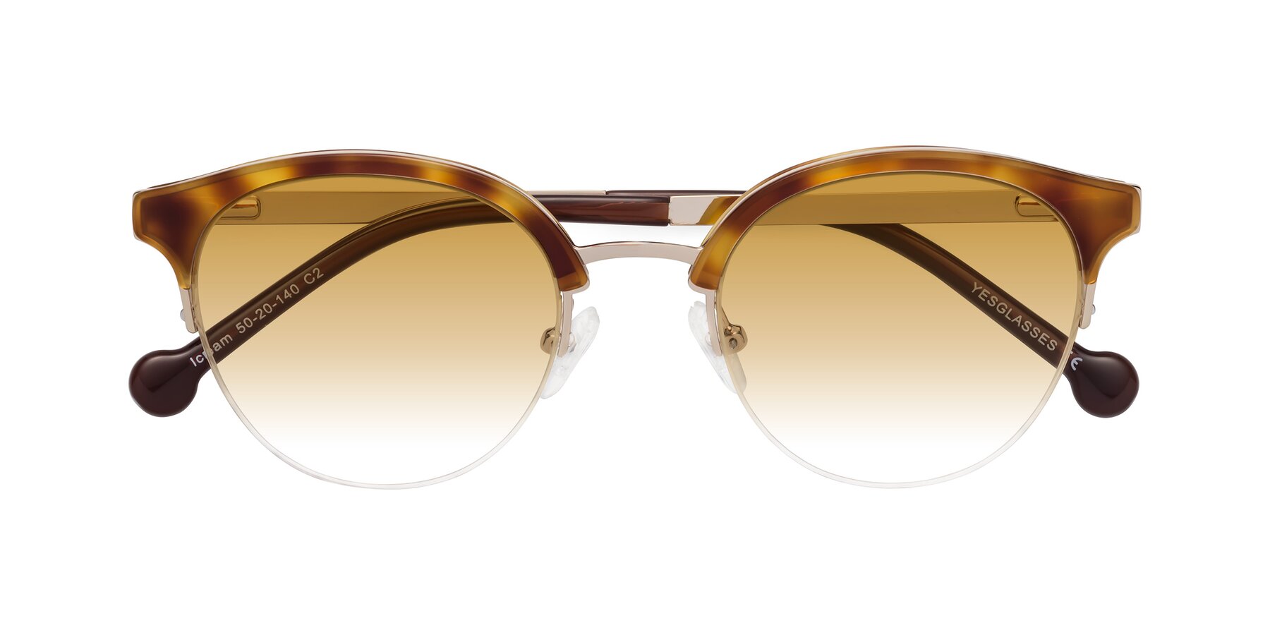 Folded Front of Icream in Tortoise-Gold with Champagne Gradient Lenses