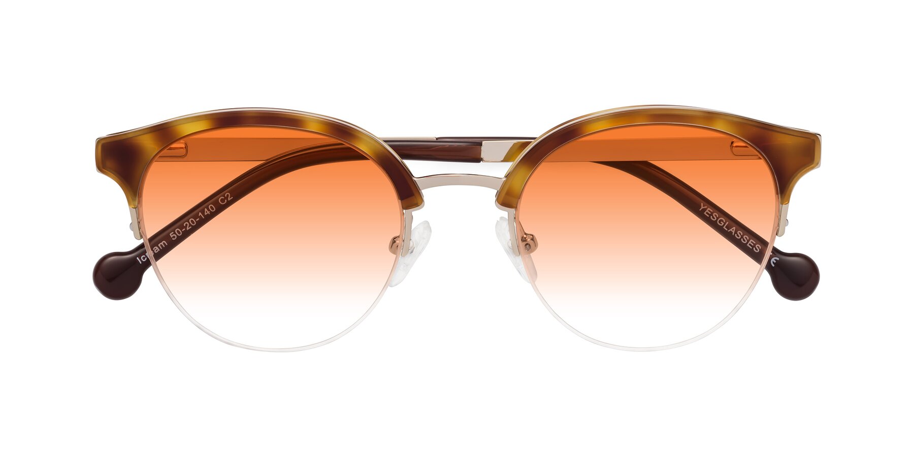 Folded Front of Icream in Tortoise-Gold with Orange Gradient Lenses