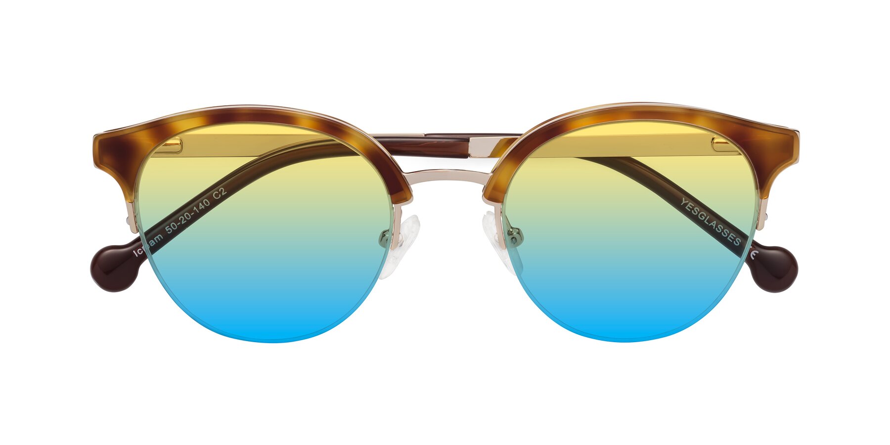 Folded Front of Icream in Tortoise-Gold with Yellow / Blue Gradient Lenses