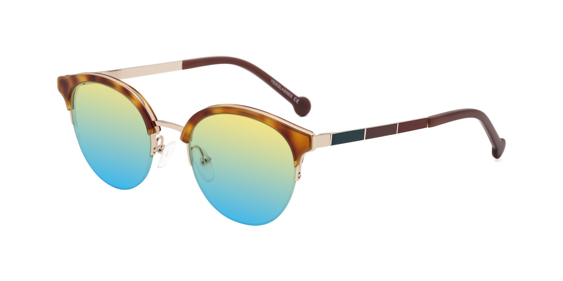 Angle of Icream in Tortoise-Gold with Yellow / Blue Gradient Lenses