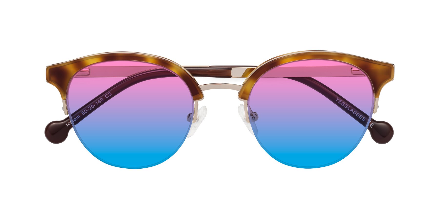 Folded Front of Icream in Tortoise-Gold with Pink / Blue Gradient Lenses