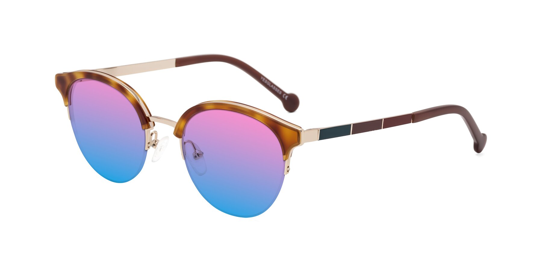 Angle of Icream in Tortoise-Gold with Pink / Blue Gradient Lenses