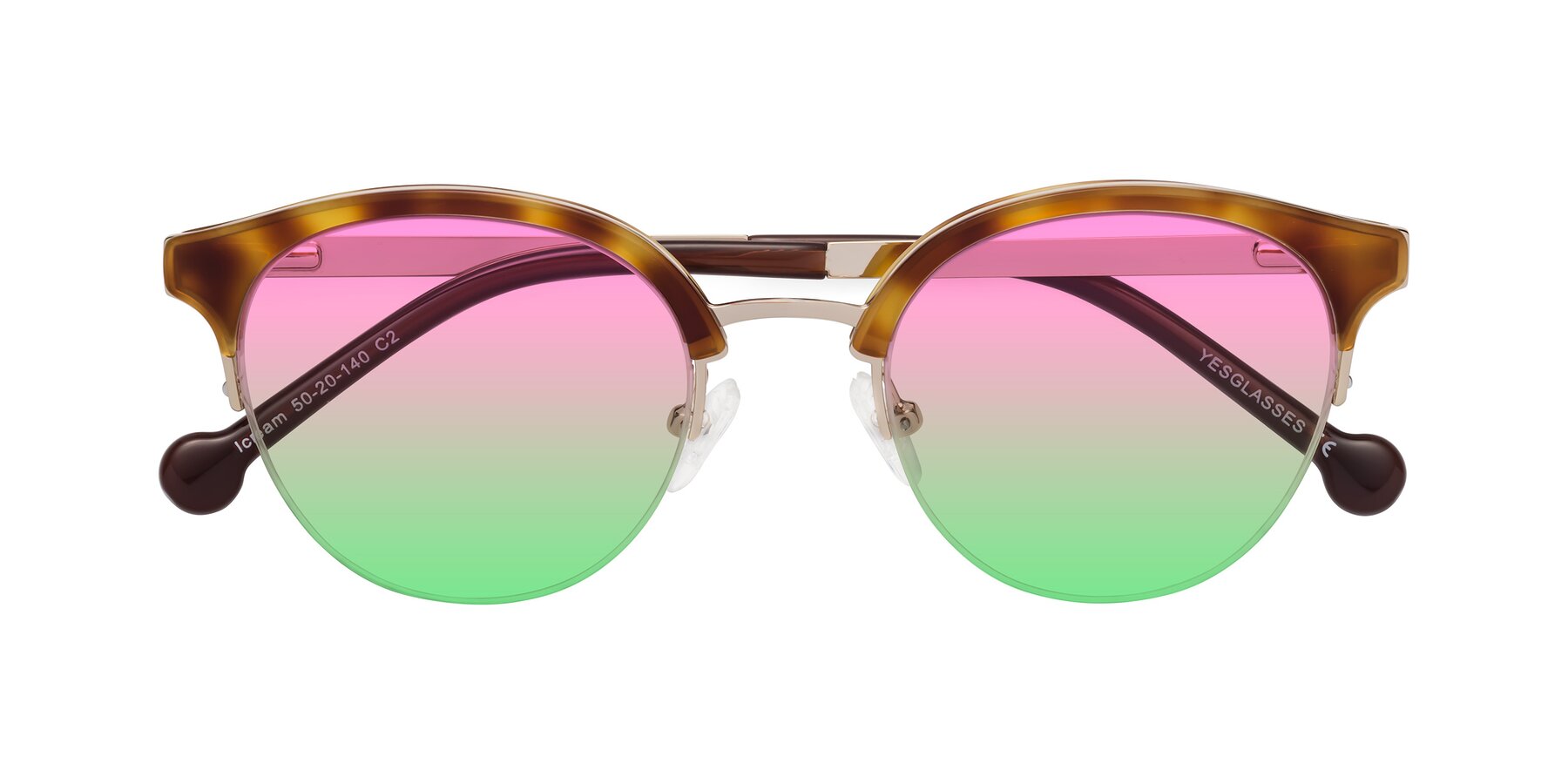 Folded Front of Icream in Tortoise-Gold with Pink / Green Gradient Lenses