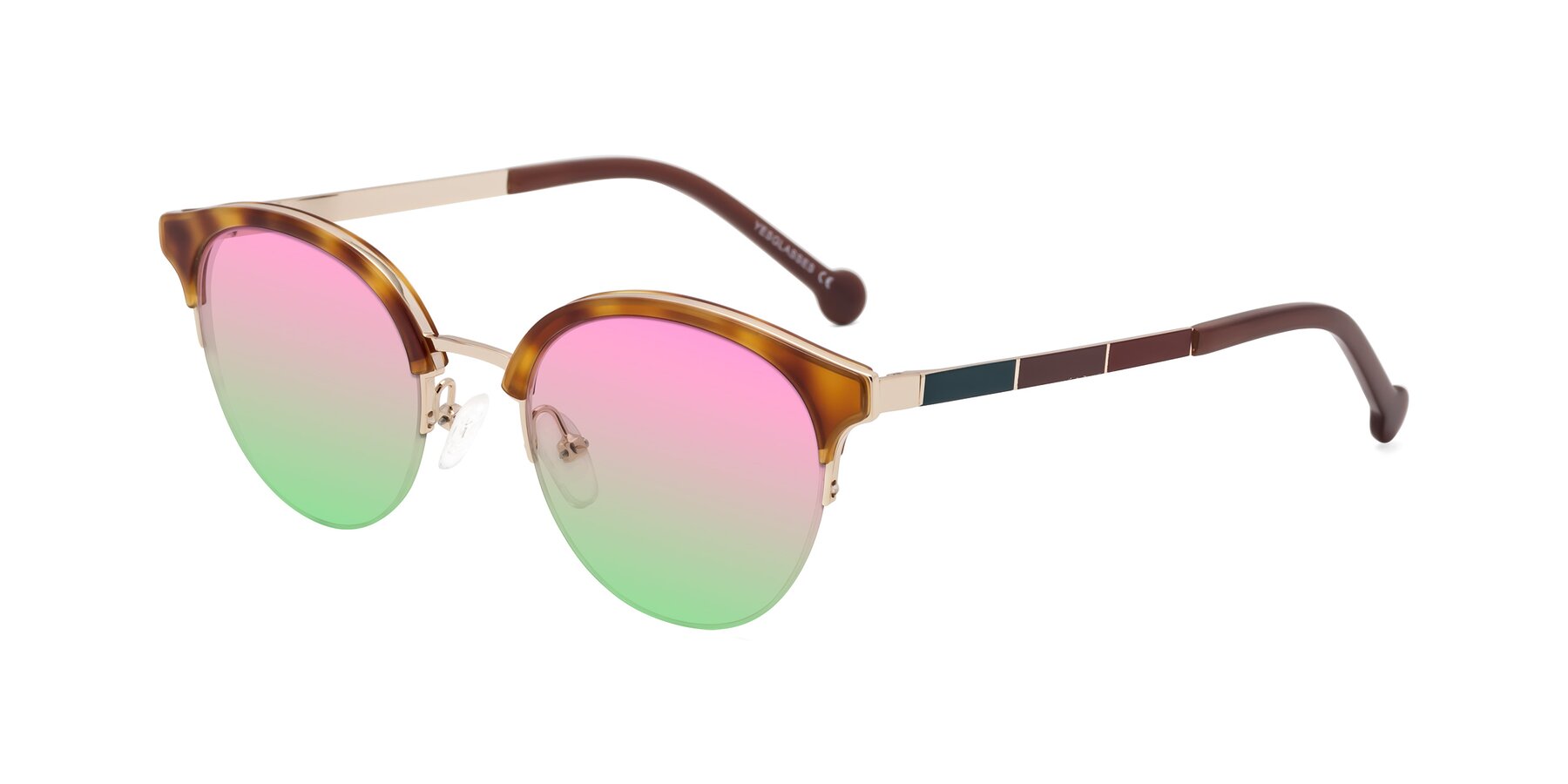 Angle of Icream in Tortoise-Gold with Pink / Green Gradient Lenses